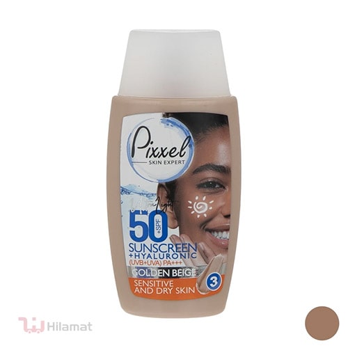 کرم ضد آفتاب رنگی پیکسل، SPF 50، مدل GOLDEN BEIGE، مناسب پوست حساس و خشک با تنالیته رنگ تیره