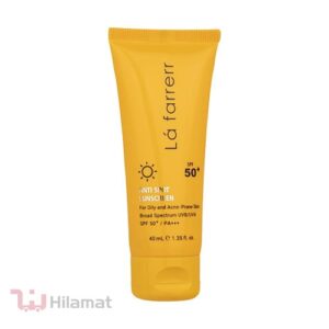 کرم ضدآفتاب و ضدلک بی‌رنگ لافارر مدل SPF50، مناسب پوست‌های چرب و آکنه دار، حجم 40 میل