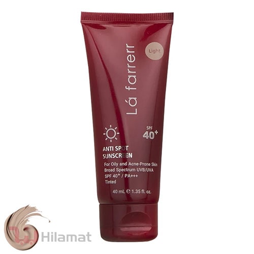 ضد آفتاب و ضد لک رنگی لافارر SPF40 مناسب پوست چرب با تنالیته رنگ متوسط
