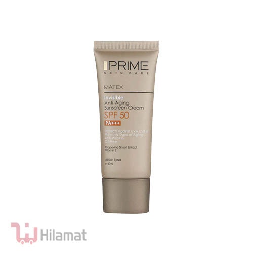 کرم ضد آفتاب و ضد چروک بی رنگ پرایم مدل Matex Colorless SPF50 مناسب انواع پوست